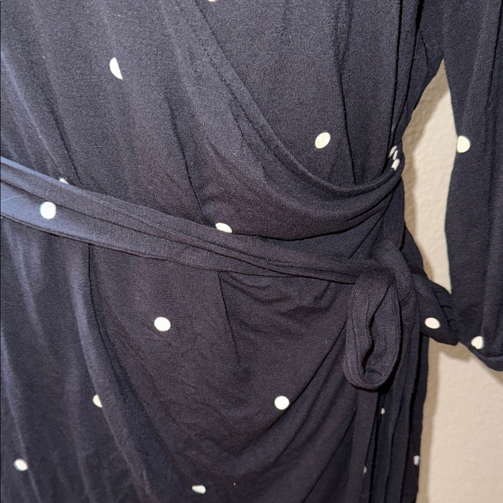 Halogen Black with White Polka Dot Wrap Top V-Neck 3/4 Sleeves Size 2X - Picture 4 of 7